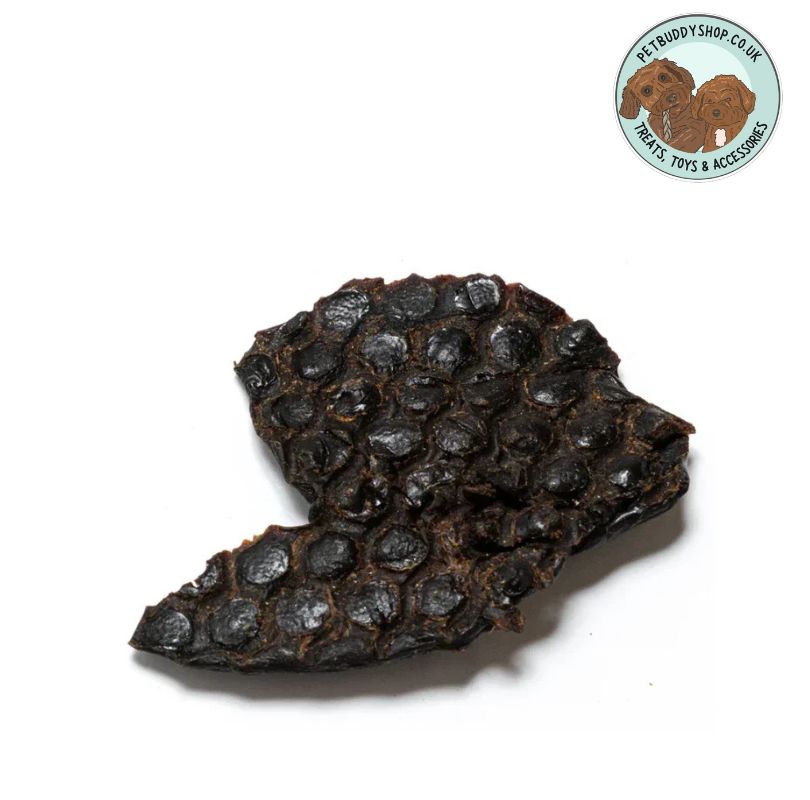 Piece of Ostrich Liver with a white background and a brand logo in the corner.