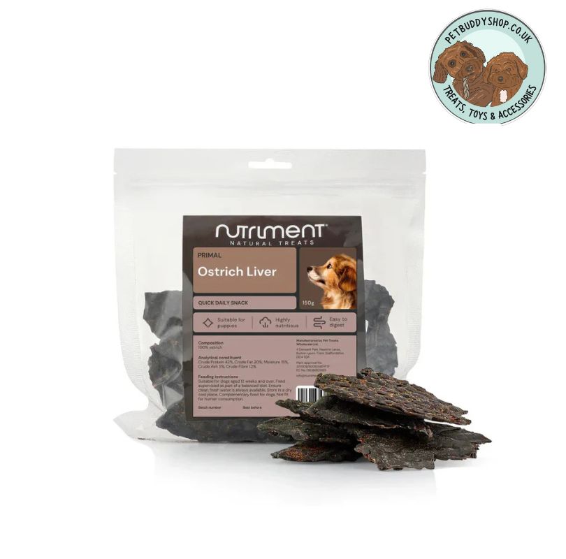 Package of Nutriment Ostrich Liver on a white background