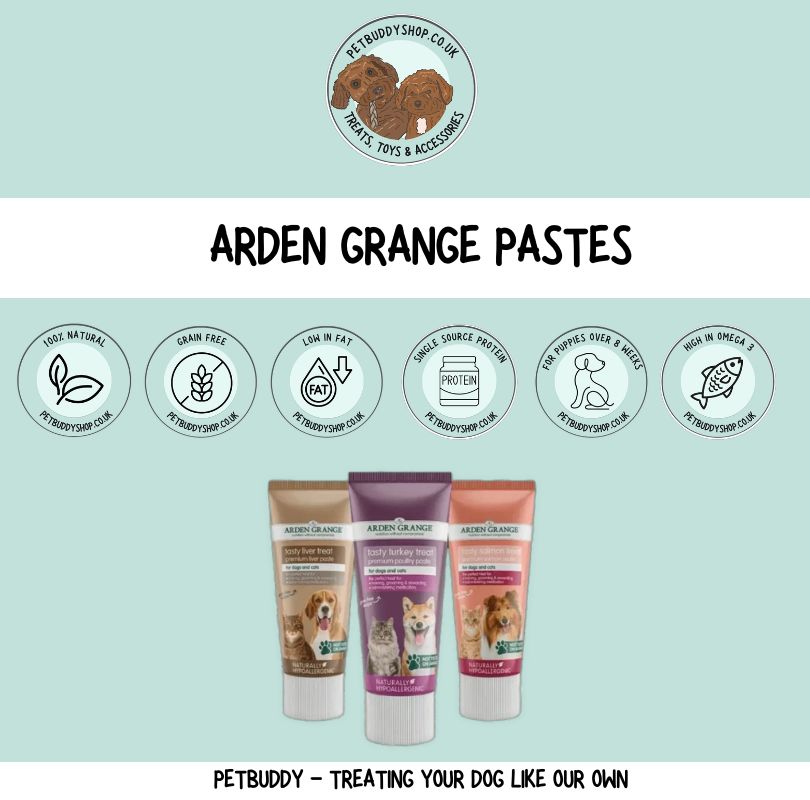 Arden Grange Paste Treat Tubes (flavours Pork Liver, Turkey and Salmon) perfect for dog training and giving medication.