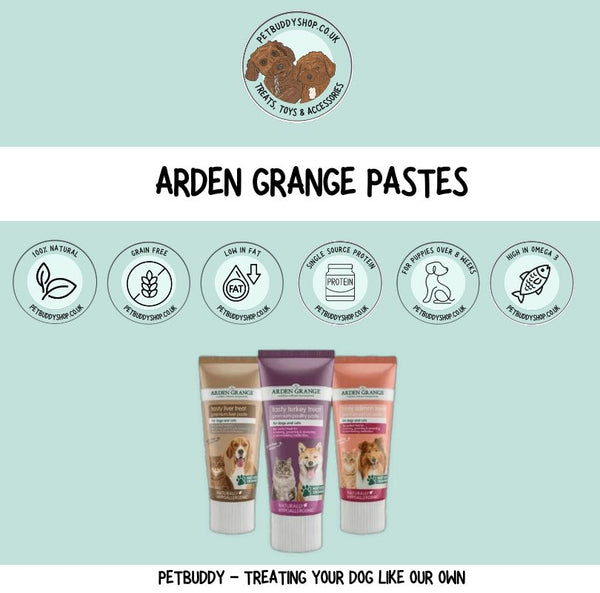 Arden Grange Paste Treat Tubes (flavours Pork Liver, Turkey and Salmon) perfect for dog training and giving medication.