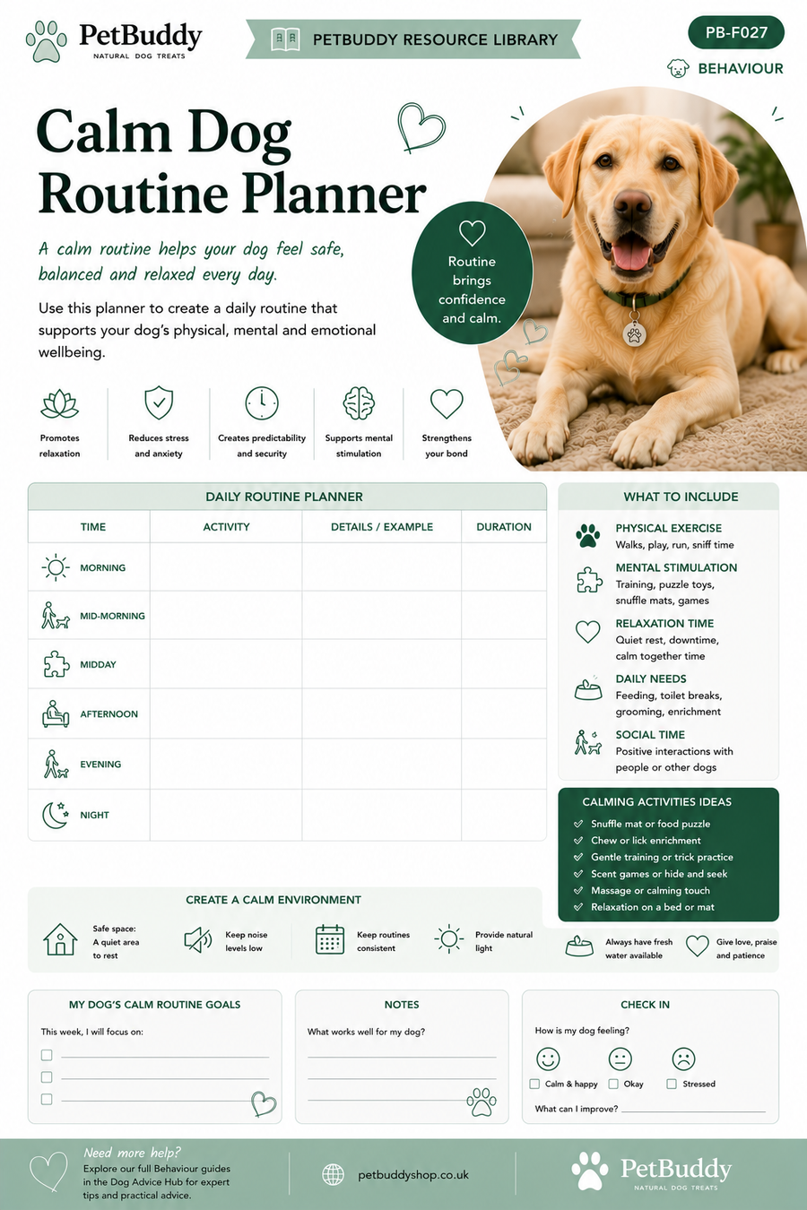 Calm Dog Routine Planner