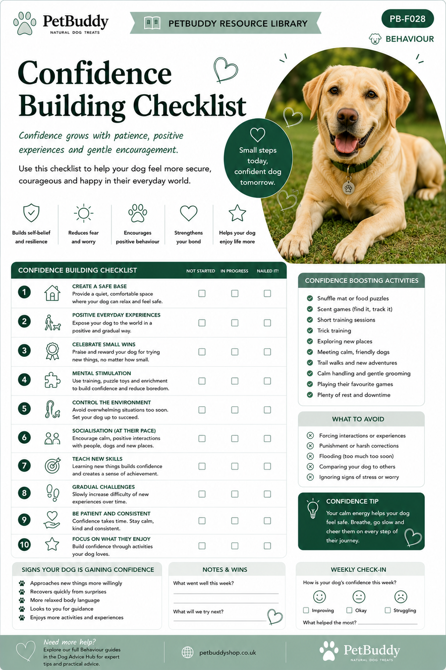 Confidence Building Checklist