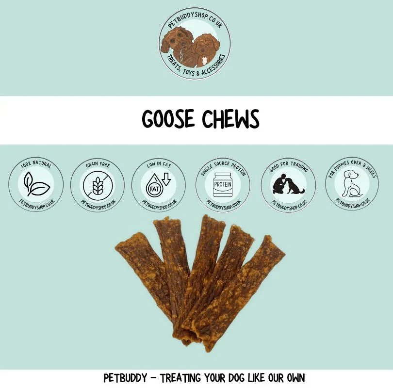 Goose jerky natural chews for dogs.