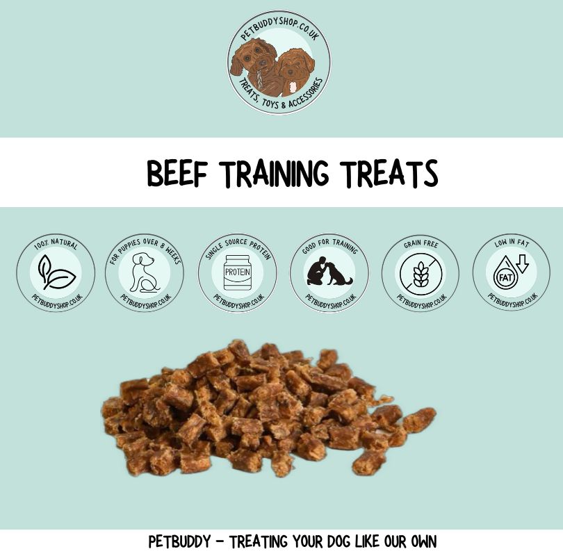 Natural beef dog training treats – grain free high protein training treats for puppies and adult dogs.