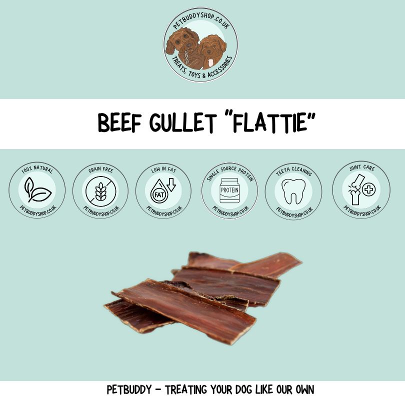 Beef gullet 'Flattie' dog treat.
