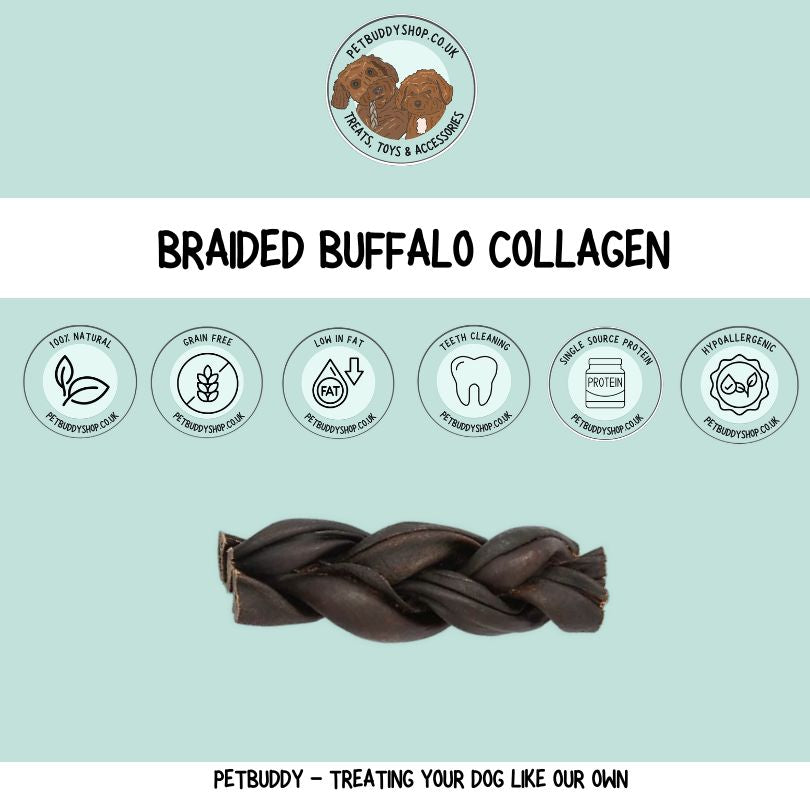 Natural buffalo collagen dog chew – long lasting hypoallergenic dog chew for dental health
