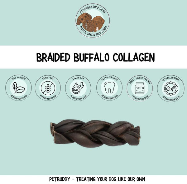 Natural buffalo collagen dog chew – long lasting hypoallergenic dog chew for dental health