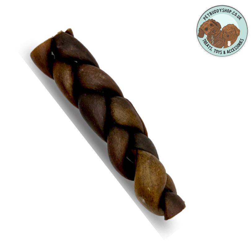 Braided Buffalo Collagen Dog Chew – 100% natural air-dried Buffalo Collagen treat for dogs, low-fat, hypoallergenic dog treat, ideal for sensitive stomachs, available at PetBuddy.