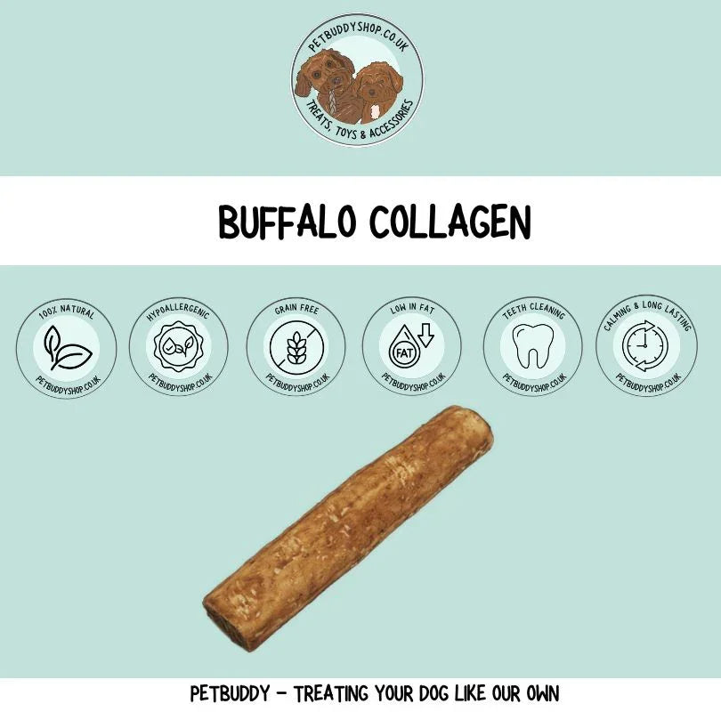 Buffalo collagen dog chew – natural long lasting dog chew for dental health and chewing enrichment