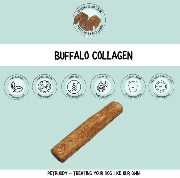 Buffalo collagen dog chew – natural long lasting dog chew for dental health and chewing enrichment