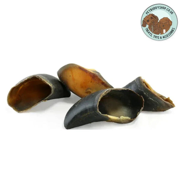 Unfilled buffalo hooves are low in fat and suitable for puppies over 6 months of age. They contain no additives, preservatives and are gluten and grain free.