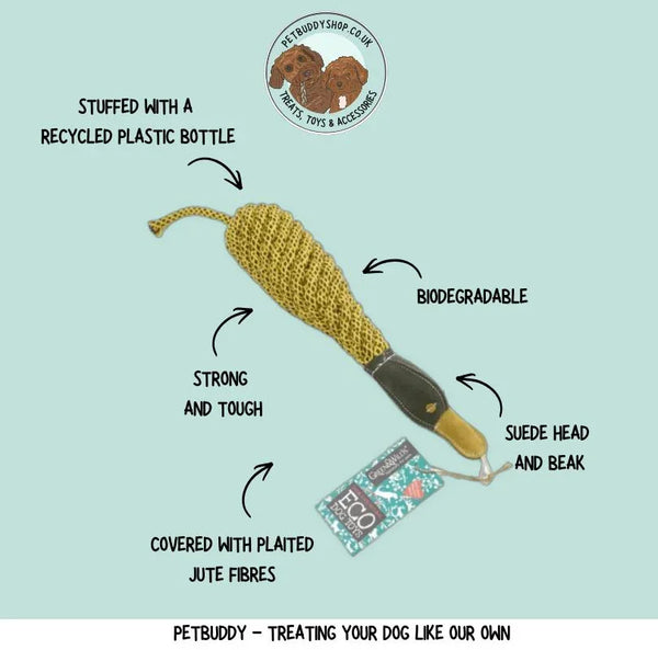 delilah the duckess eco dog toy for strong chewers