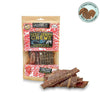 Green & Wilds Beef Jerky Chews for dogs, a delicious hard natural chew that is made from 100% air-dried beef. Great for teeth cleaning and a good old chew and available now from PetBuddy.