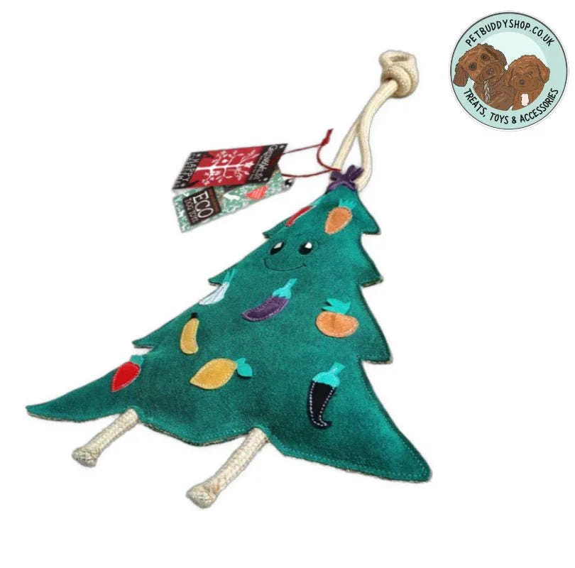 Green & Wilds large Carol Christmas Dog Toy made from Suede and Jute. A perfect Christmas gift for your dog from PetBuddy. 
