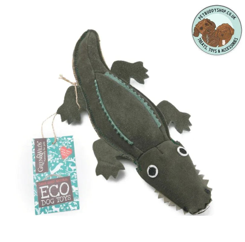 Green & Wilds Colin the Crocodile Eco Dog Toy, a great medium sized toy made from jute and suede which is perfect for playtime.