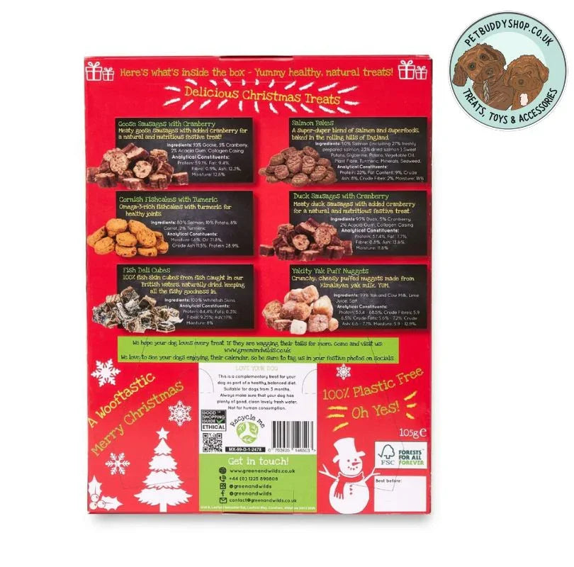 Green & Wilds Dog Advent Calendar full of natural dog treats from PetBuddy. 