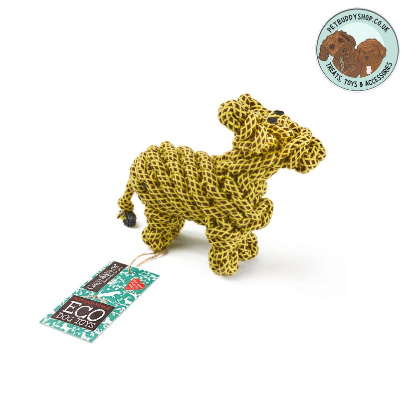Green & Wilds Lionel Llama Eco Dog Toy, made from jute and with a recycled plastic bottle inside, it's a perfect dog toy for all dogs, available from PetBuddy.