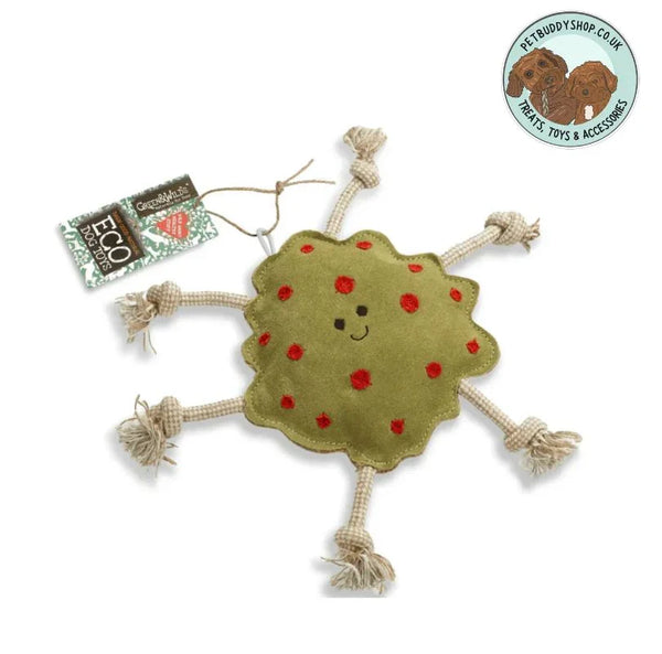 Green & Wild’s Splodge Eco Dog Toy – fun dog toy made from natural jute and suede, durable, non-toxic, and plastic-free, eco-friendly dog toys from PetBuddy.