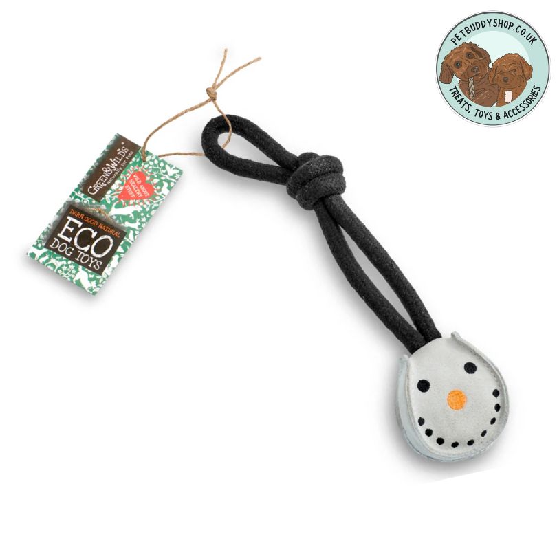 Green & Wilds Sven Snowflake Eco Dog Toy made from Suede and Jute. A perfect Christmas gift for your dog from PetBuddy that's great for playing fetch with. 