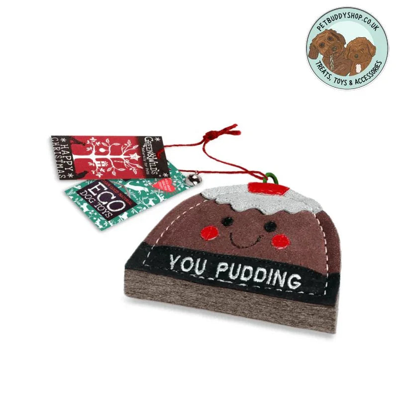 Green & Wild’s You Pudding Eco Dog Toy – festive Christmas pudding dog toy made from natural jute and suede, durable, non-toxic, and plastic-free, eco-friendly Christmas gift for dogs from PetBuddy.