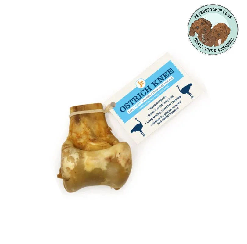 JR Pet Products Ostrich Knuckle Dog Chew – 100% ostrich knuckle treat for dogs, low-fat, long lasting chew, ideal for sensitive stomachs, available at PetBuddy.