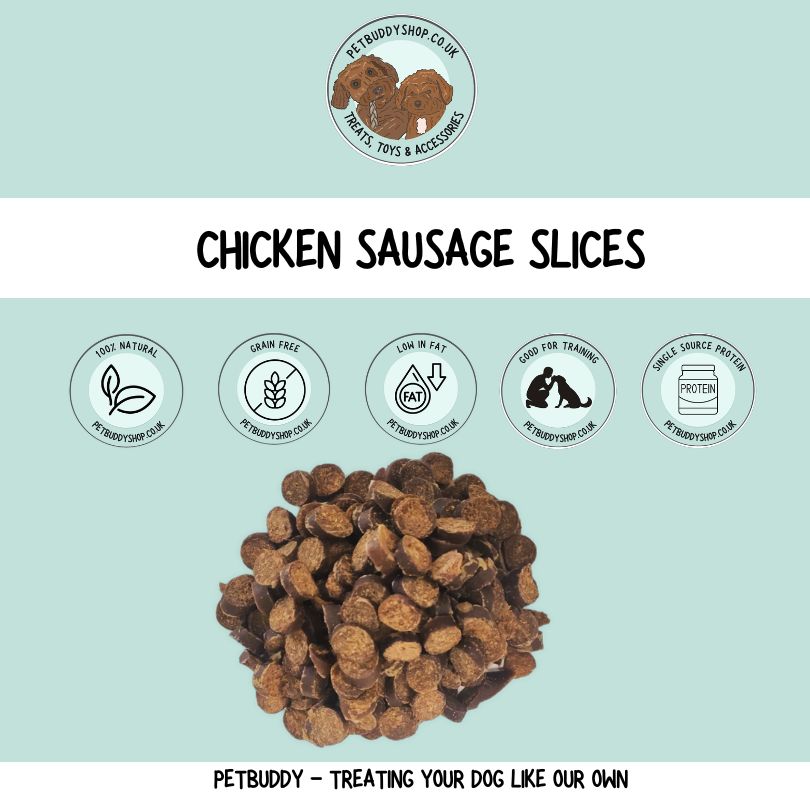 Chicken sausage dog treats – natural grain free chicken training treats for dogs