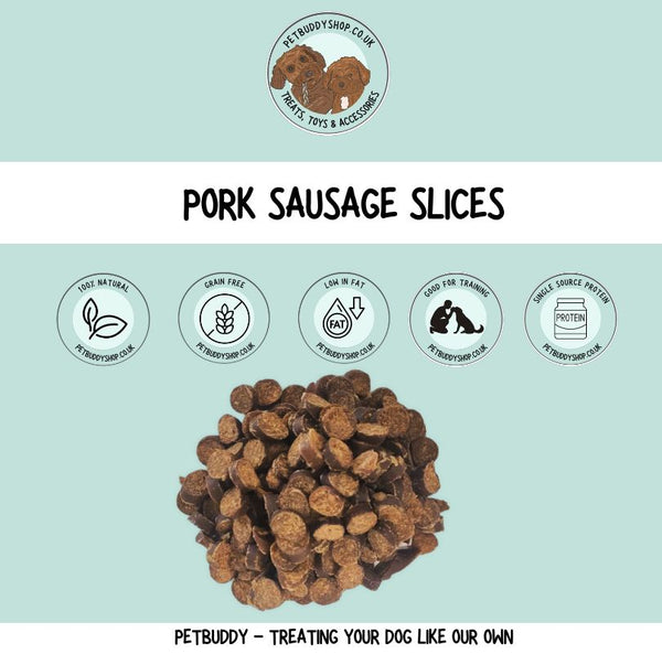 Pork sausage dog treats – natural grain free pork training treats for dogs