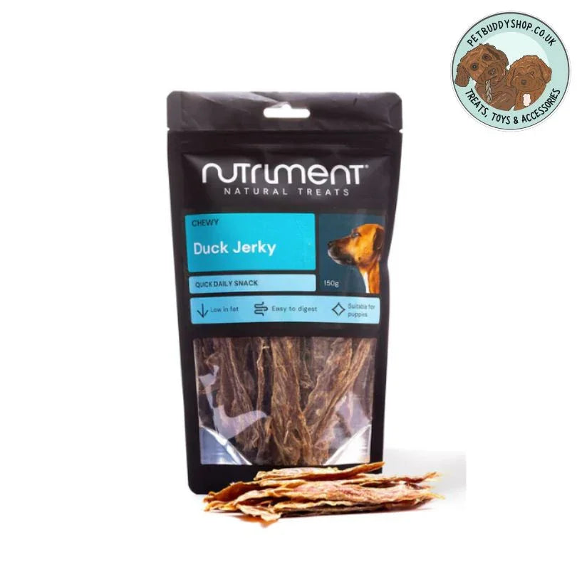 Natural air-dried Duck Jerky – 100% natural Duck Jerky  for dogs, low-fat, great dog training treat ideal for sensitive stomachs, available at PetBuddy.