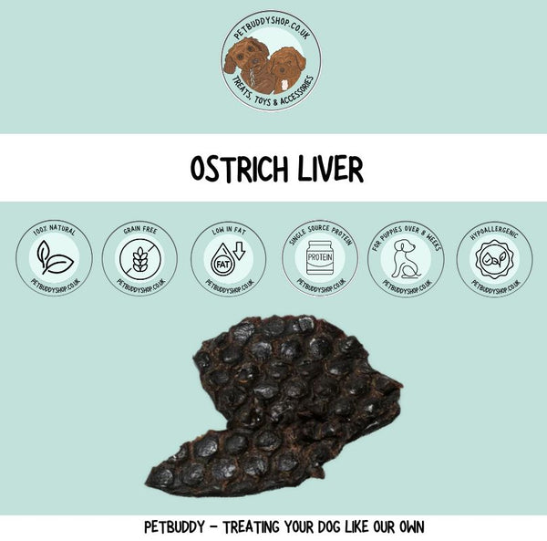 Nutriment pure air-dried Ostrich Liver which is a great source of iron for your dog, available from PetBuddy.