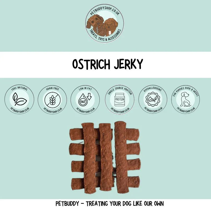 Ostrich jerky hypoallergenic dog chews