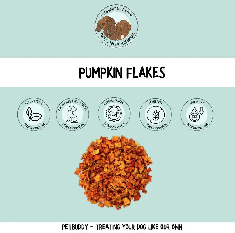 pumpkin flakes - grain free high protein supplements for puppies and adult dogs