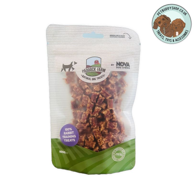 100% Rabbit Training Treats for Dogs natural hypoallergenic dog treats pouch