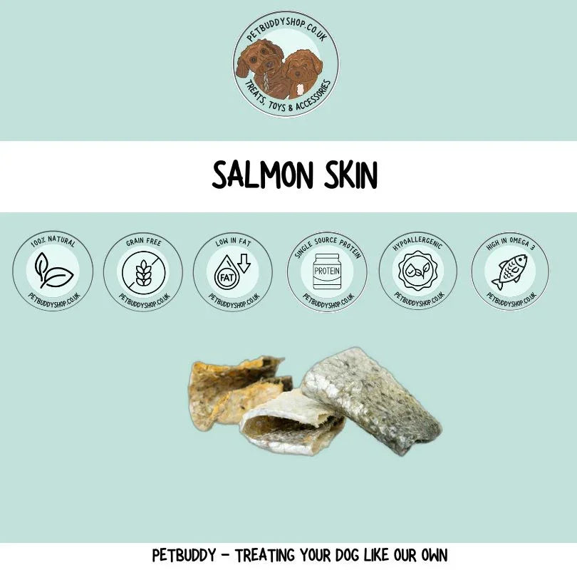 air-dried salmon skin for dogs, full of omega 3 for dog joint health.
