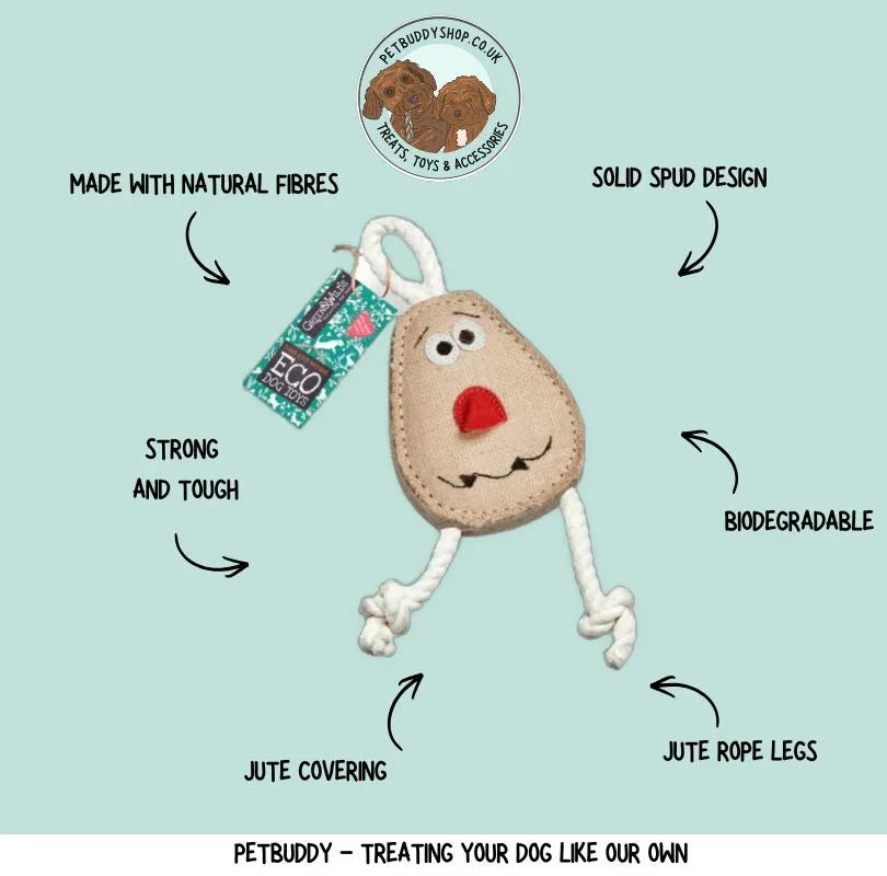 Spudnik tough dog toy for strong chewers