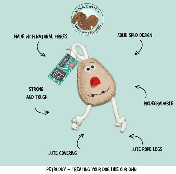 Spudnik tough dog toy for strong chewers